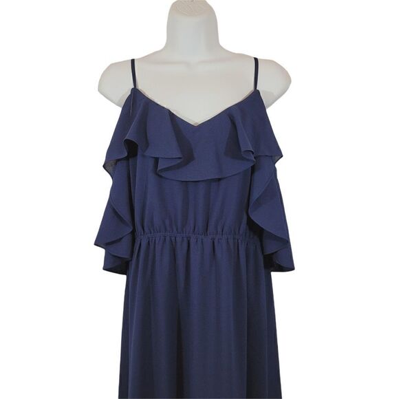 NEW Ali & Jay Love Story Cold Shoulder Maxi Dress In Navy Blue Size Large - Picture 11 of 16